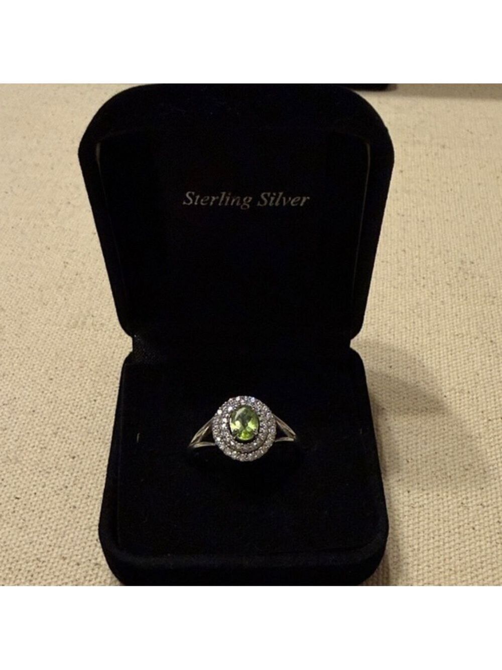 ROYAL PERIDOT CUBIC ZIRCONIA STERLING SILVER WOMEN RING SIZE 10